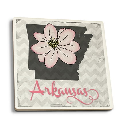 Apple Blossom State Flower - Arkansas - State Flower - Apple Blossom - Lantern Press Poster (Set of 4 Ceramic Coasters - Cork-backed, Absorbent)