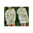 thumbnail image 2 of Hirigin Store Women's Floral Print Sweaters Vintage Long Sleeve Crew Neckline Chunky Knit Pullover Tops, 2 of 9