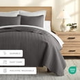 thumbnail image 5 of Lightweight Wrinkle Resistant Quilt Sets in Gray Herringbone for King Size Bedding by Comfort Canopy, 5 of 10