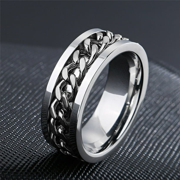 Nuevo anillo de pareja giratorio de acero inoxidable genial cadena giratoria de alta calidad anillos giratorios para mujer hombre joyeria Punk regalo de fiesta Tan Jianjun unisex Walmart en linea