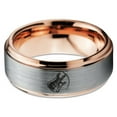 thumbnail image 2 of Tungsten Musician Electric Guitar Band Ring 8mm Men Women Comfort Fit 18k Rose Gold Step Bevel Edge Brushed Polished, 2 of 4