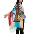 thumbnail image 4 of Zufioo Tropical Vacation Essentials Print Long Plush Tassel Scarf, Winter Shawl Accessories for Women, 4 of 8