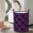 thumbnail image 4 of Laundry Basket, purple hearts peace sign black Laundry Hamper Waterproof Laundry Bag Clothes Hamper Laundry Bin with Handles for Bedroom, Living Room, Kids Room, 4 of 6