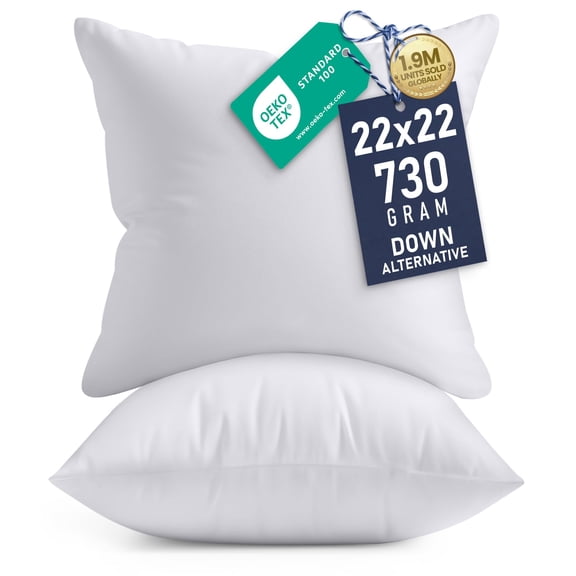 Utopia Bedding 22x22 Pillow Inserts, Set of 2, White  Indoor Decorative Throw Pillows for Bed, Sofa & Couch  Soft, Supportive & Fluffy Cushion Inserts