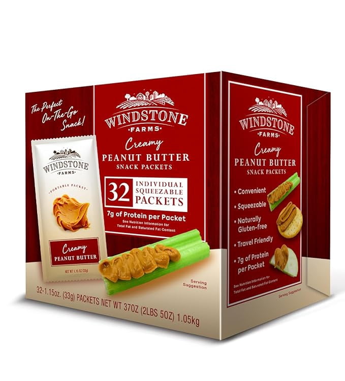 Windstone Farms Creamy Peanut Butter 32ct 1.15oz Snack Packet, 1.15oz Snack Packets