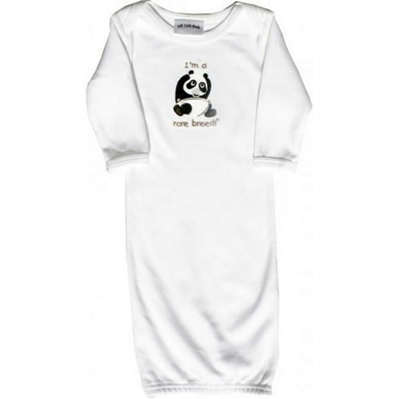 White Long Sleeve Gown - Panda, 0-3 months