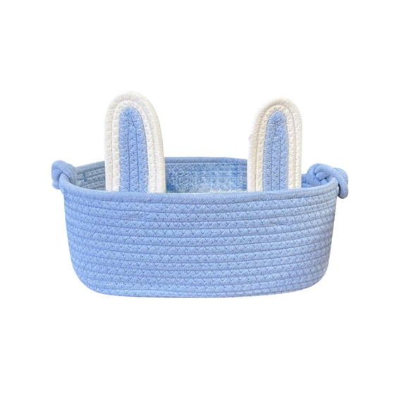 Sktrjpolfis Easter Bunny Ear Storage Basket Easter Egg Hunt Baskets 12.2x8.28x8.66in Polyester