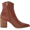 thumbnail image 6 of Steve Madden Cate Cognac Leather Block Heel Pointed Toe Pull On Fashion Boots (Cognac Leather, 7), 6 of 9
