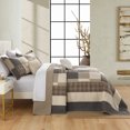 thumbnail image 3 of DDUOXIN Farmhouse Oversized Queen Quilt - 100% Organic Cotton 102x120 Brown Beige Black Patchwork Plaid Reversible Bedspread for Queen Size Bed, Lightweight Neutral All Season Bedding Set, 3 Piece, 3 of 11
