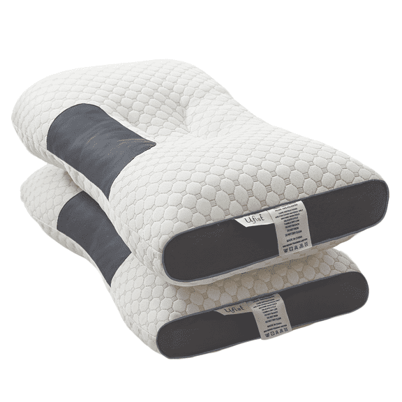 2-Pack Soft Massage Neck Pillows Adjustable Ergonomic Corrective Contour Support, High-Quality Pillow Core, Removable Cover for Enhanced Sleep Comfort