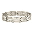 thumbnail image 4 of Stainless Steel Brushed & Polished with 14k White Gold & Diamonds Bracelet, 4 of 5