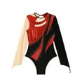 thumbnail image 5 of iiniim Womens Shiny Gymnastics Leotard Metallic Contrast Color Long Sleeve Bodysuit Performance Red M, 5 of 7