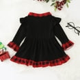 thumbnail image 4 of dmqupv Christmas Dresses for Girls Toddler Girl Flare Sleeve Ruffles Plaid Santa Prints Princess Dress, 4 of 7