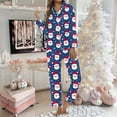 thumbnail image 2 of Summer Pajamas for Women – Comfy Cotton Lounge Shorts Women's Christmas Santa Print Button Pocket Long Sleeve Trousers Home Pajama Set, 2 of 5