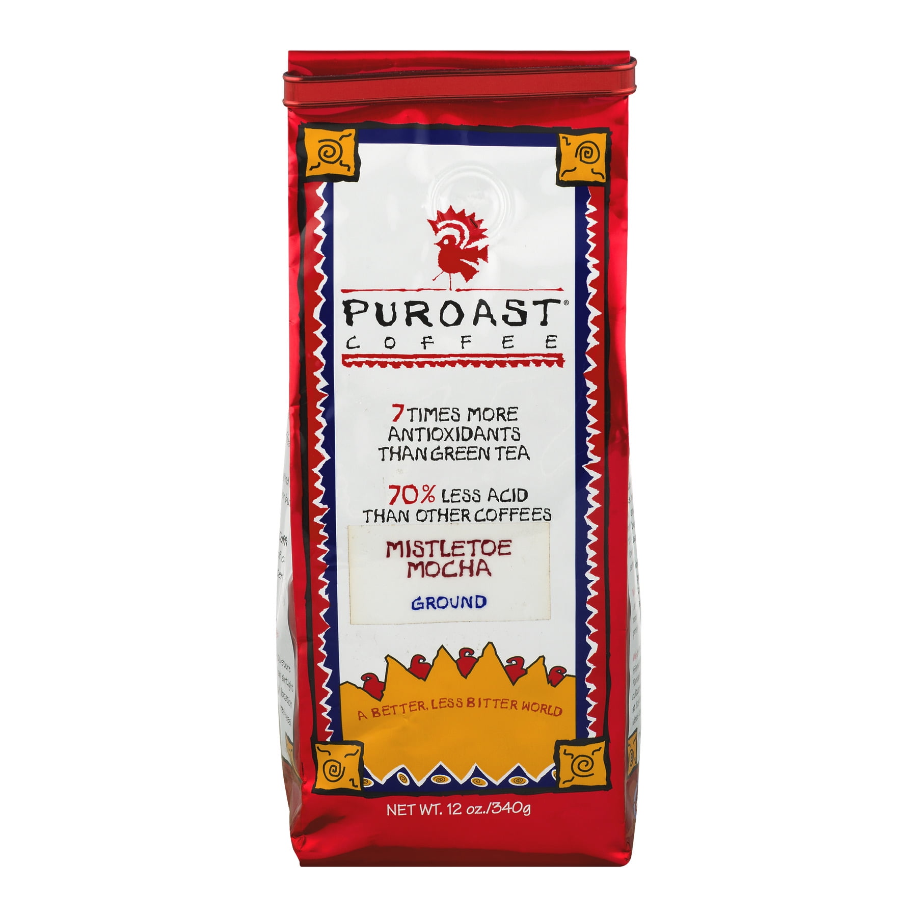 Puroast Mistletoe Mocha Low Acid Ground Coffee, 12 oz Bag