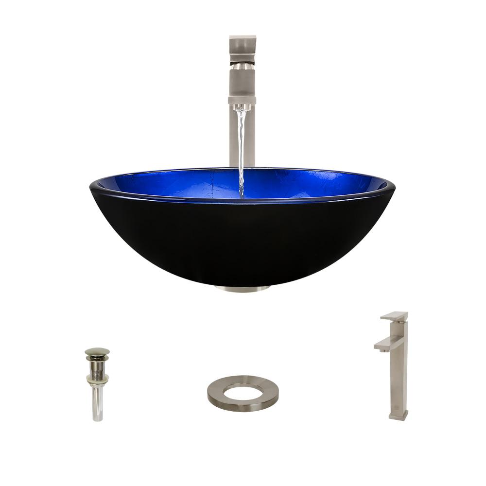 MR Direct 608 Vessel Sink Ensemble with a Brushed Nickel finish 721 faucet, pop-up drain, and sink ring. - image 1 of 7
