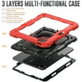 thumbnail image 2 of ELEHOLD Rugged Case for iPad Pro 11" 2022/2021/2020/2018 iPad Air 5/4 Full Body Protective Portable Folding Handle Grip 360° Rotating Kickstand Pencil Holder Shockproof Anti-Scratch Hybrid Cover,Red, 2 of 8