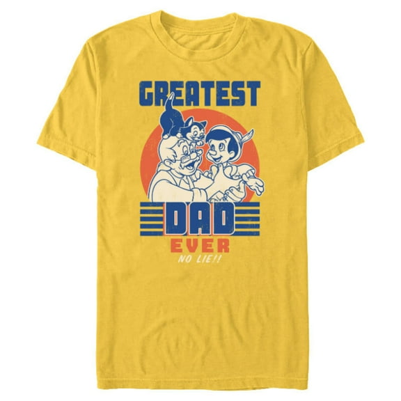 Disney Pinocchio and Geppetto Greatest Dad Ever No Lie - Short Sleeve Blended T-Shirt for Adults - Customized-Yellow