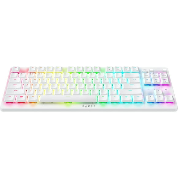 Razer DeathStalker V2 Pro TKL Wireless Gaming Keyboard: Low Profile Optical Switches Linear Red - HyperSpeed Wireless & Bluetooth - Chroma RGB - Up to 200 Hr Battery - Snap Tap - White