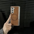 thumbnail image 3 of SaniMore for Samsung Galaxy Z Fold 3 Case, PU Leather with Hinge Protection, Wireless Charing Shockproof TPU Bumper for Girls Men Slim Anti-drop Magnetic Car Mount for Samsung Z Fold 3, Brown, 3 of 8