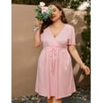 thumbnail image 4 of Yesfashion Womens Spring Summer Plus Size Dresses 2025 Casual Tunic Dress Short Sleeve V Neck Flowy Swing Mini Shift Dress, 4 of 9