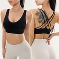 thumbnail image 2 of Povozer Women's Sports Bras Fitness Workout Padded Yoga Bra Criss Cross Back(Black,2XL), 2 of 6