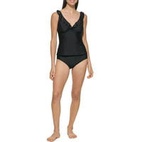 DKNY Ladies Ruffle Tankini Swimsuit (Black/Pink & Various Sizes)