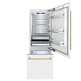 thumbnail image 4 of ZLINE 30 In. 16.1 cu. ft. Built-In Refrigerator with Internal Water and Ice Dispenser in White Matte with Gold Accents, RBIVZ-WM-30-G, 4 of 17