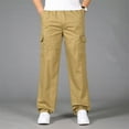 thumbnail image 4 of Hwmodou Men Pants Workout Mens Loose Cotton Plus Size Pocket Solid Color Elastic Waist Pants Overall Pants Holiday Vacation Slacks For Man, 4 of 7
