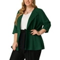 thumbnail image 5 of Agnes Orinda Women's Plus Size Blazers Notched Lapel Wear-to-Work Peplum Jacket Suit Blazer 2X Dark Green, 5 of 7
