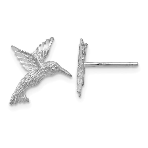 14k White Gold Hummingbird Earrings - 1.0 Grams - Measures 14x12mm Wide