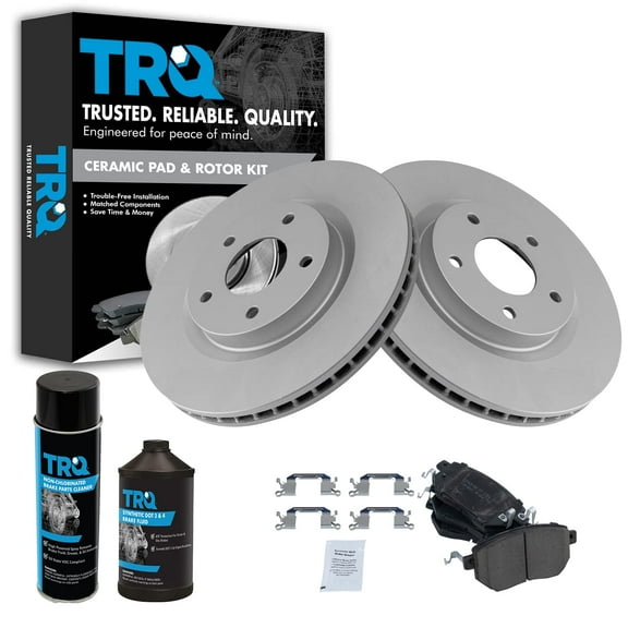 TRQ Front Ceramic Brake Pad & Coated Rotor Kit w/Chemicals for Maxima Murano BKA23969