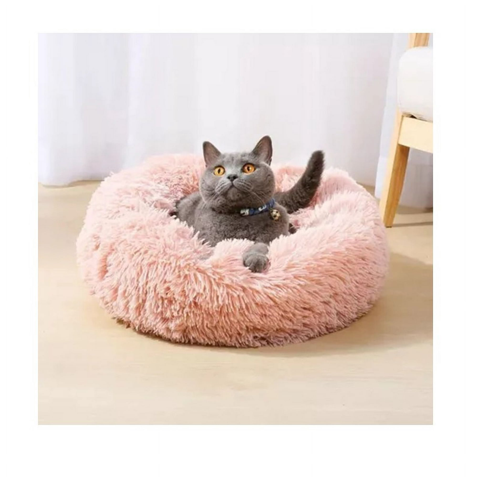 Cama Antiestres De Felpa Para Mascotas 60 Cm - Rosado