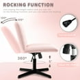 thumbnail image 6 of CRXX Fabric Padded Desk Chair No Wheels, Armless Wide Swivel Home Office Desk Chair,120° Rocking Mid Back Ergonomic Computer Task Vanity Chair for Office, Home, Make Up,Small Space (Pink), 6 of 9