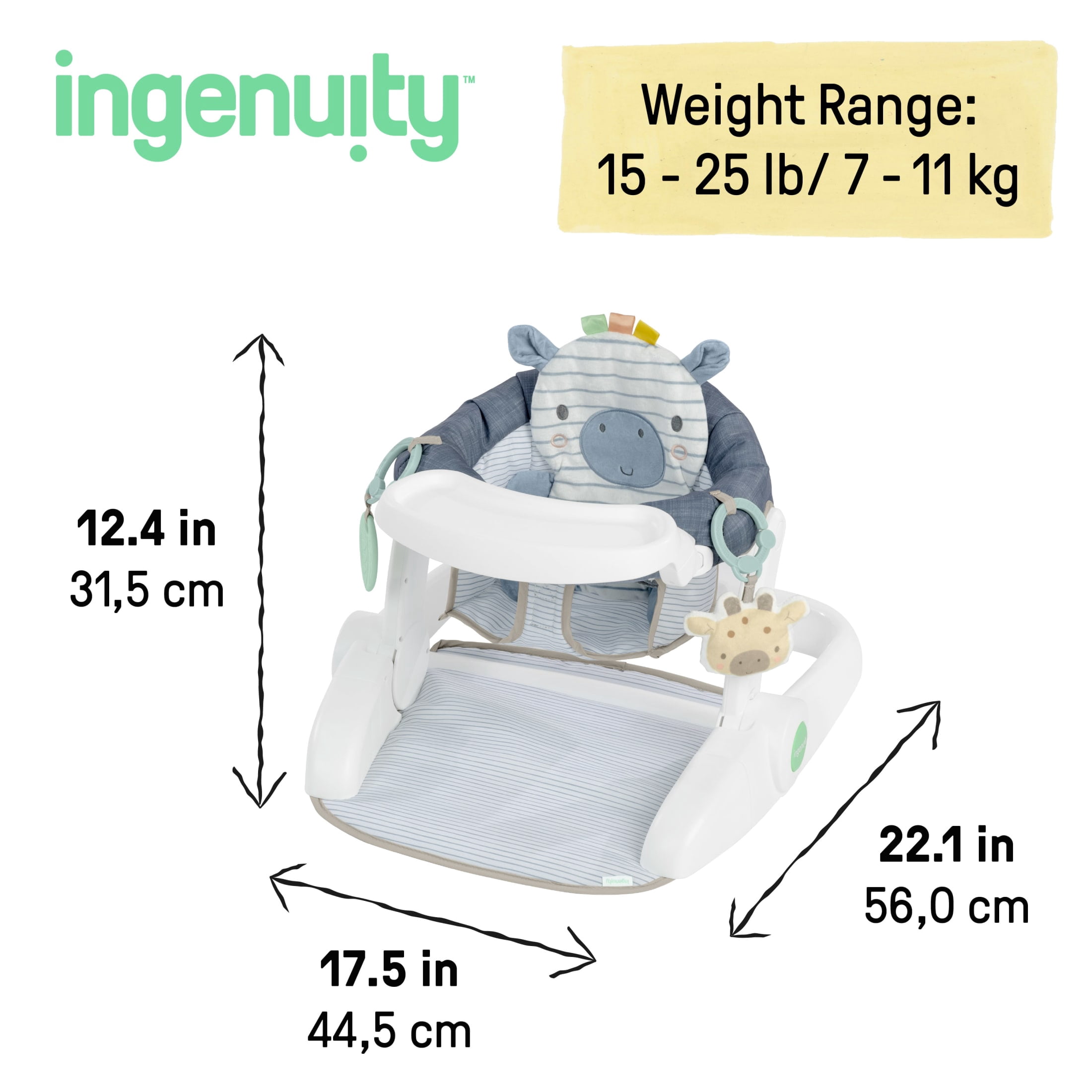 Ingenuity Prop Spot Learn-to-Sit Floor Seat Casi, Blue, Unisex, Ages 4-12 Months