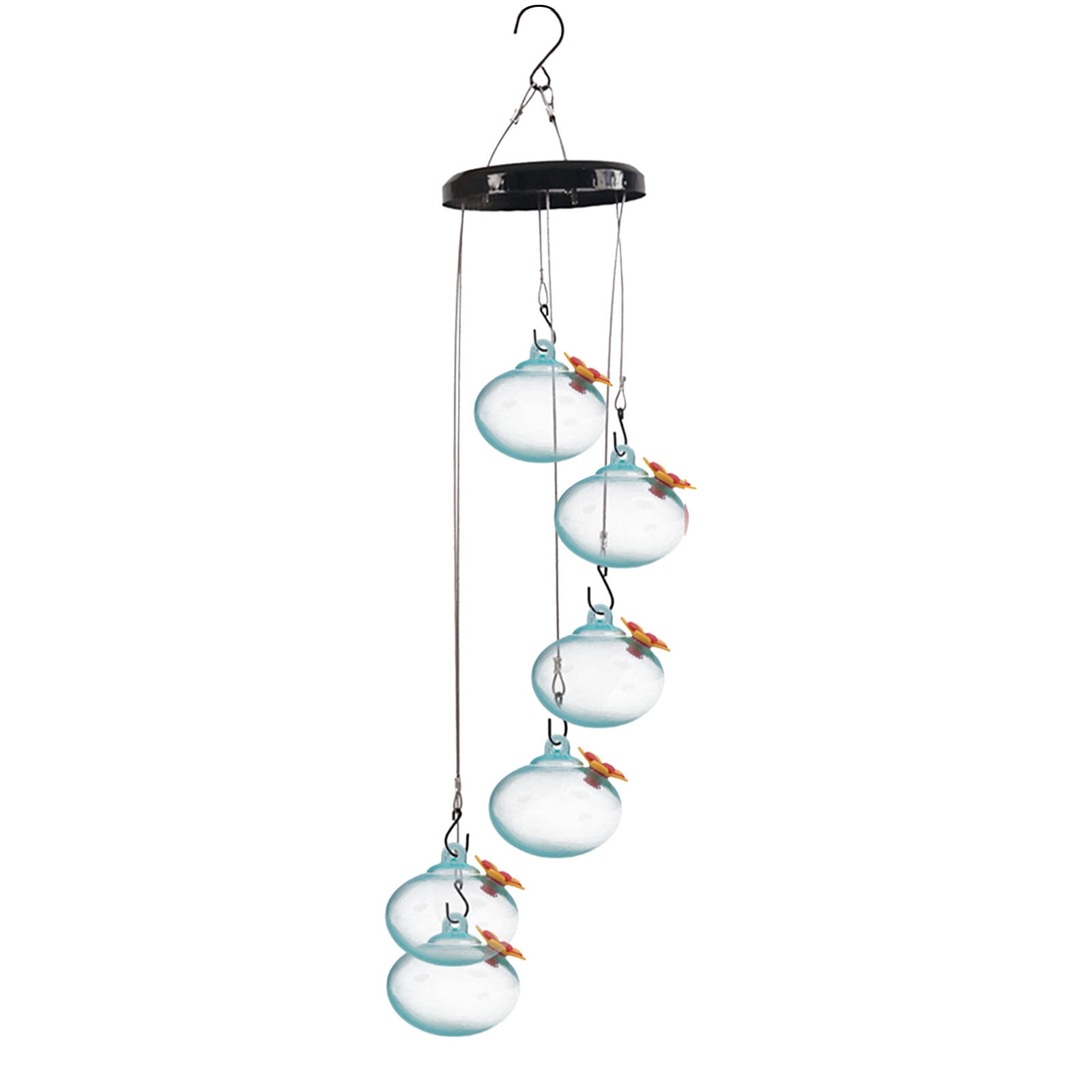 Yardvibe ABC 70CM Wind Chimes Style Hummingbird Feeder, Plastic Outdoor Hanging Bird Feeder with Multiple Feeding Spots for Garden Yard Patio Decor (Style B)