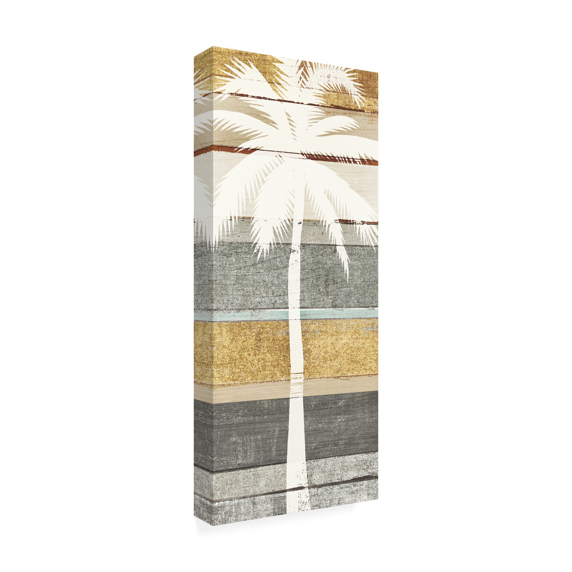 Trademark Fine Art 'Beachscape Palms V Gold Neutral' Canvas Art by Michael Mullan