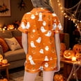 thumbnail image 6 of RUTAYY Girls Halloween Pajama Set Ghost Pumpkin Print 2 Piece Notch Neck Short Sleeve Button Down Top Shorts Kids Sleepwear Outfit Orange, 6 of 6