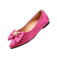 thumbnail image 3 of Domuza Women's Suede Pointed Toe Flat Shoes Rhinestone Pearl Bee Bow Decor Slip On Comfort Wedding Party Daily Dress Footwear Hot Pink 5.5（EU-36）, 3 of 5