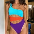 thumbnail image 2 of Aayomet Maillot de Bain avec Coutures à Motifs Colorés (Bleu, G), 2 of 5