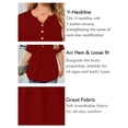 thumbnail image 4 of SHOWMALL Women's Plus Size Henley Shirt Short Sleeve V Neck Tunic Tops Button Up Blouse Wine Red 3X Casual Pleated Basic Tops, 4 of 6