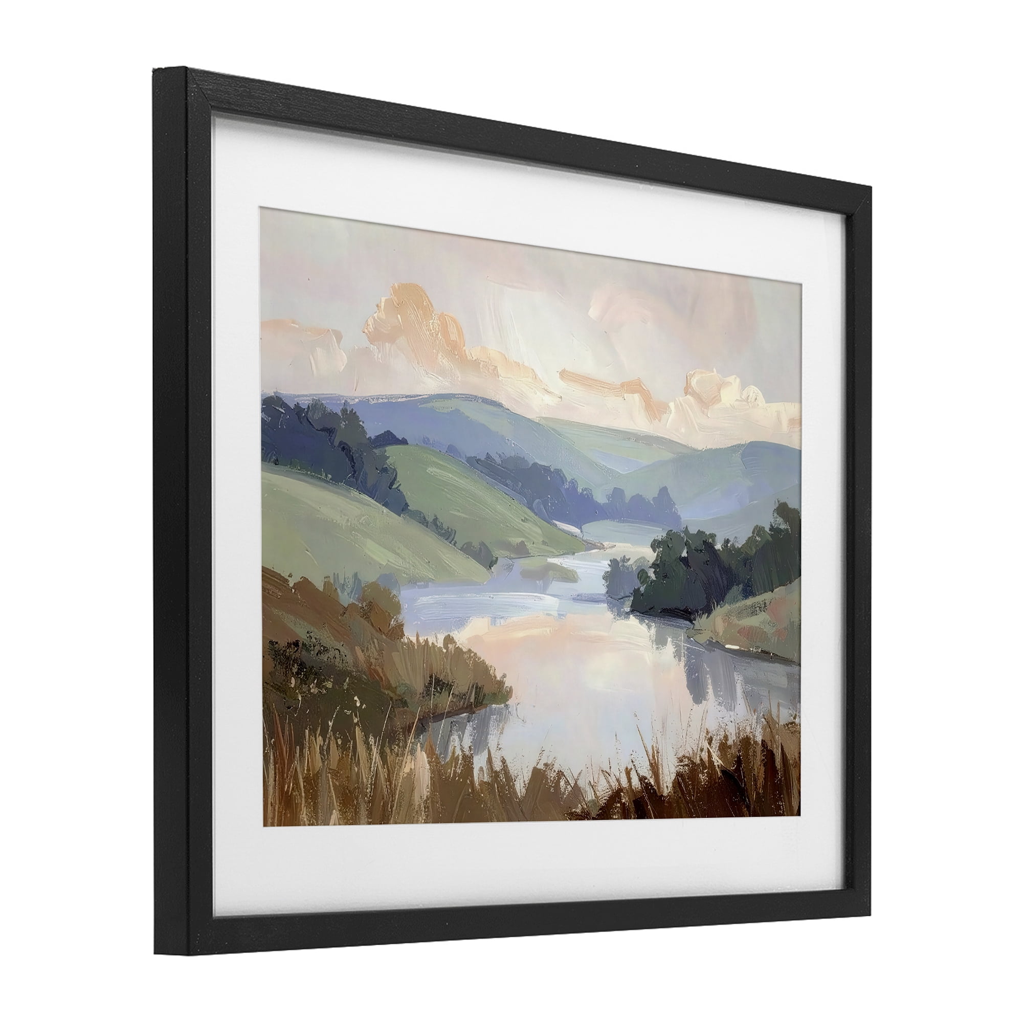Stupell Industries Muted Distant Mountains Black Framed Print Under Glass, design by Alonza Saunders