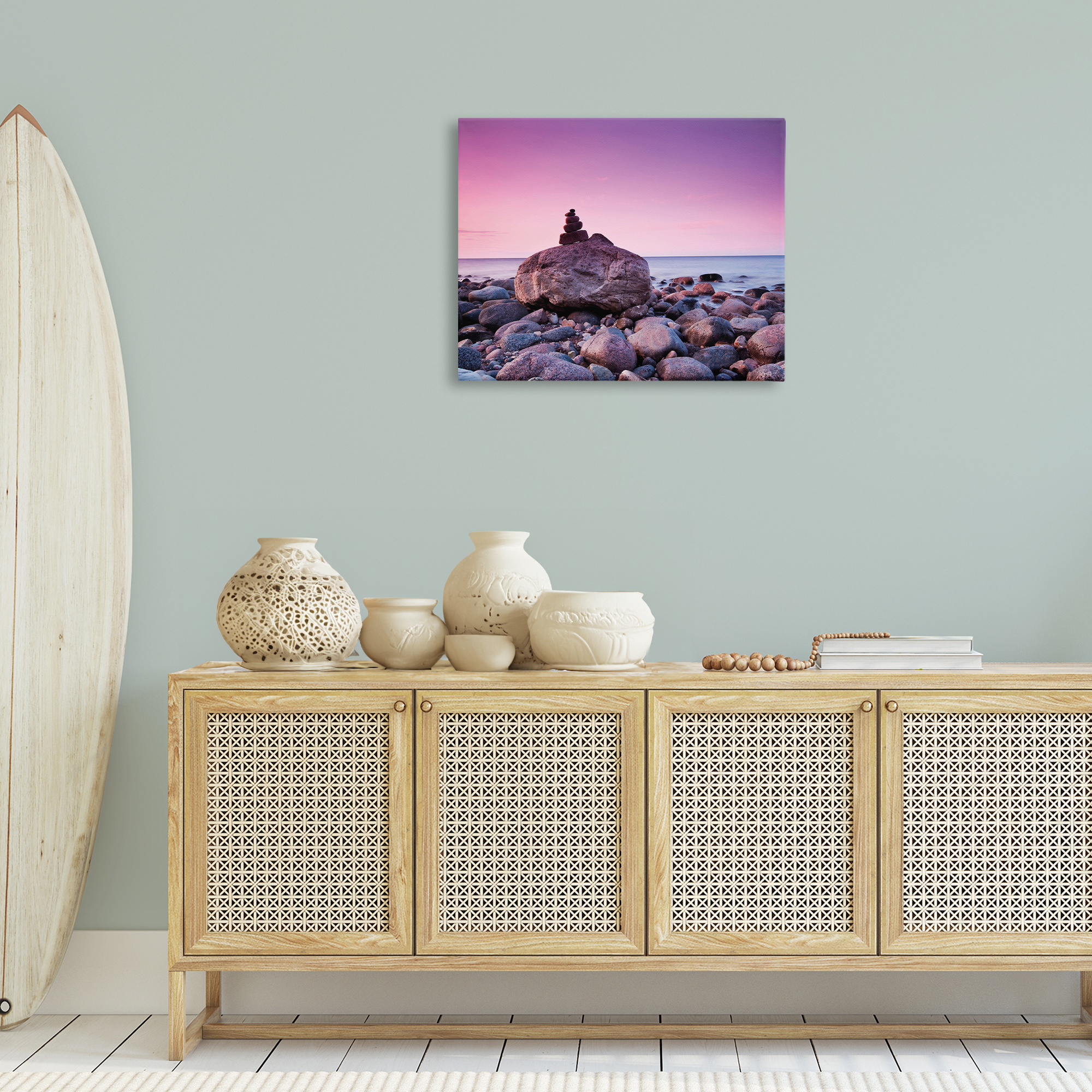 Stupell Industries Stacked Rocks on Shore Nautical & Beach Photography Wrapped Canvas Art Print Wall Art, 30 x 24