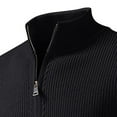 thumbnail image 3 of Miluxas Men's Full Zipper Cardigan Casual Stand Collar Cardigan Sweater Ribbed Knit Long Sleeve Sweater Black, 3 of 5