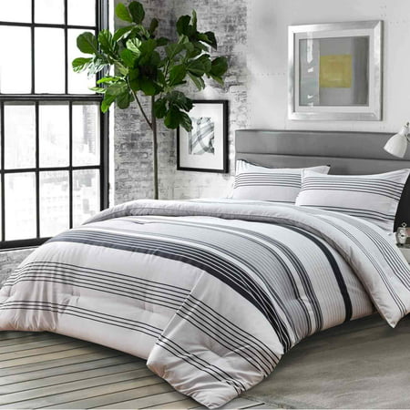 Comforter Set Queen Size Boho Grey, Boho Linen Striped Duvet Cover