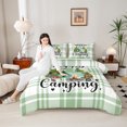 thumbnail image 4 of Homewish Teens Happy Camping 2pcs Bedding Comforter Set,Adventure Theme Twin Comforter Sets,Geometric Plaid Grid Breathable Bedding Set,Luxury Bedroom Decor,Reversible, 4 of 8