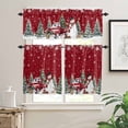 thumbnail image 2 of Christmas Truck Snowman Kitchen Curtains and Valances Set, Xmas Tree Snowflakes Animal Red Rod Pocket Window Valance 18 Inch Window Curtain Panels for Living Room Bedroom Laundry, 27.5x24in, 3 Pieces, 2 of 7