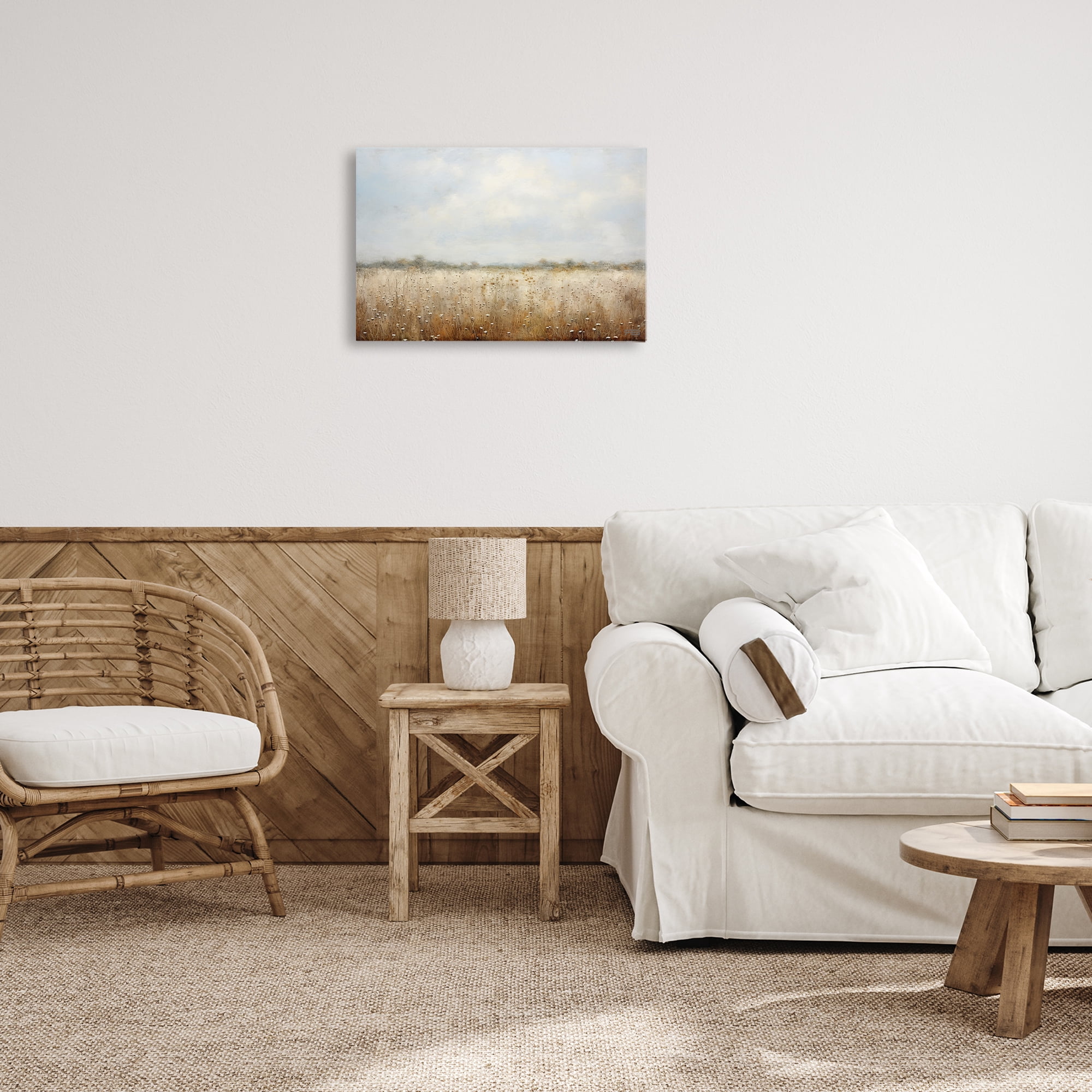 Stupell Industries Soft Daisy Field Landscape Painting Gallery Wrapped Canvas Art Print Wall Art, 24 x 16