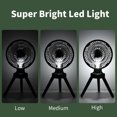 thumbnail image 3 of Portable Camping Fans with Light for Tent 10400mAh Rechargeable Battery Operated Desk Fan with Hanging Hook and Foldable Tripod Oscillating Table Fan for Tent,Outdoor, Bedroom, 3 of 6