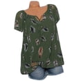 thumbnail image 1 of PENGXIANG T-Shirt à Manches Courtes Imprimé Col en V Ample d'Été pour Femmes, 1 of 3